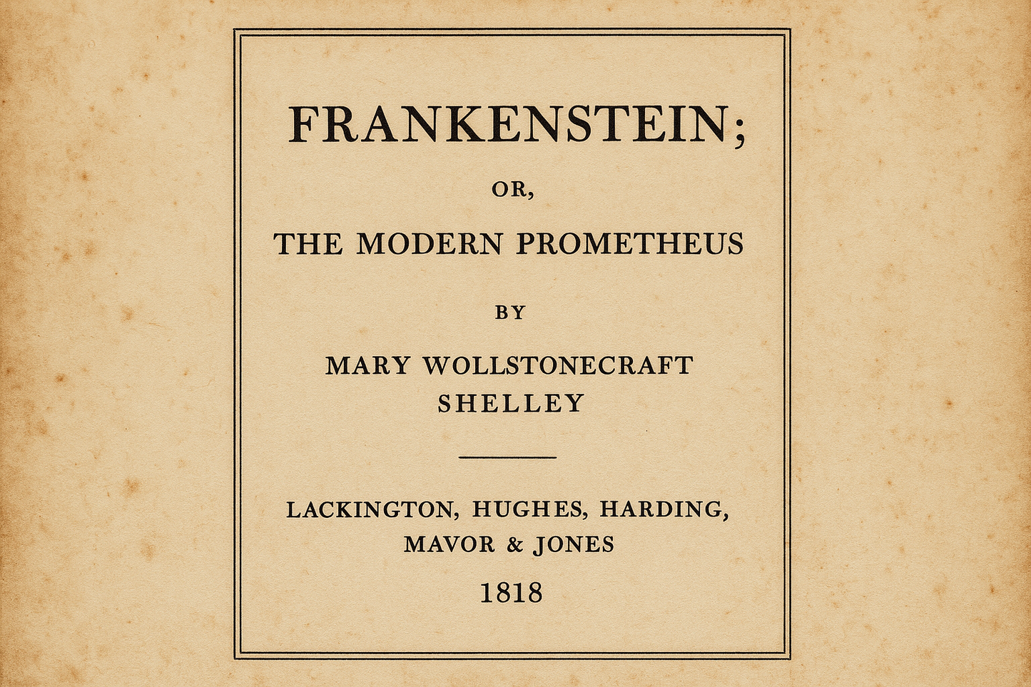 Portada primera edición de Frankenstein